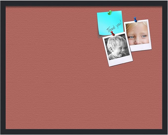 PinPix 28x22 Inch Cork Bulletin Board. This Decorative Framed Pin Board Comes with Crimson Pastel Design and a Satin Black Frame. Ideal for Home Office Decor or Message Board (PinPix-1807)