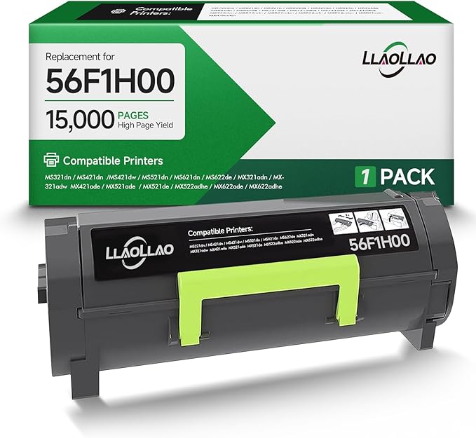 LLAOLLAO 56F1H00 Toner Replacement for Lexmark 56F1H00 Black Toner Cartridge High Yield for MS321 MS521 MS421 MS621 MS622 MX321 MX421 MX521 MX522 MX622 Laser Printer (15000 Pages)