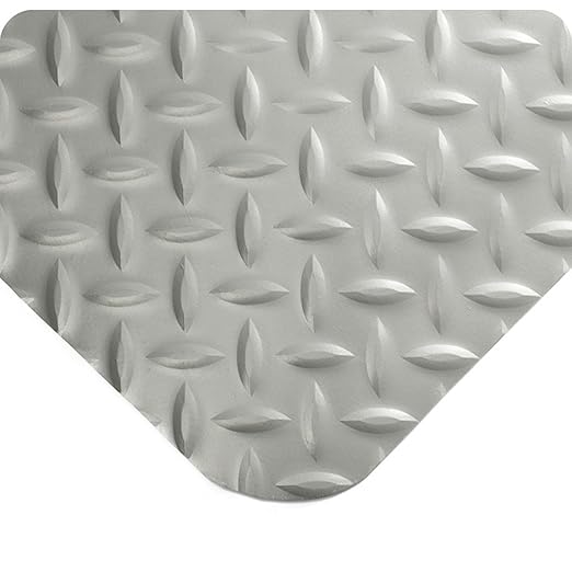 Wearwell 414.1516x4x39GY Diamond-Plate SpongeCote UltraSoft Mat, 39' Length x 4' Width x 15/16" Thick, Gray