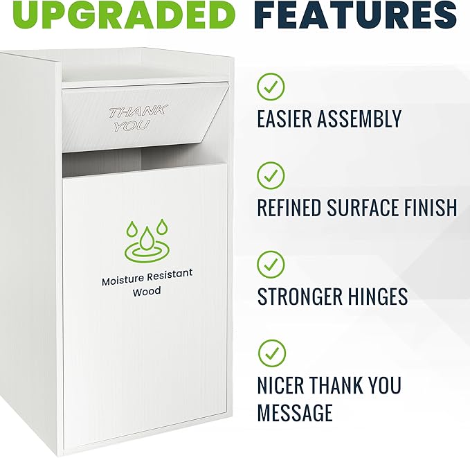 Alpine Restaurant Trash Can Cabinet with Tray Holder - Commercial 40 Gallon Garbage Receptacle Indoor for Restaurants, Cafeterias (White)