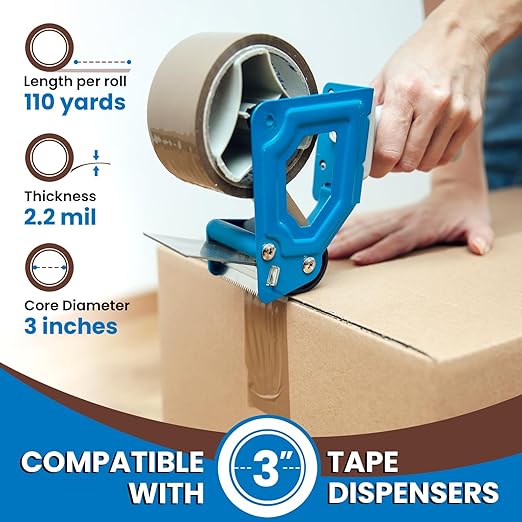36 Rolls [Upgraded] 2" Brown Premium Packing Tape, 110 Yards, 2.2 mil, Heavy Duty Packaging Tape for Shipping, Moving, Sealing - Stronger & Thicker