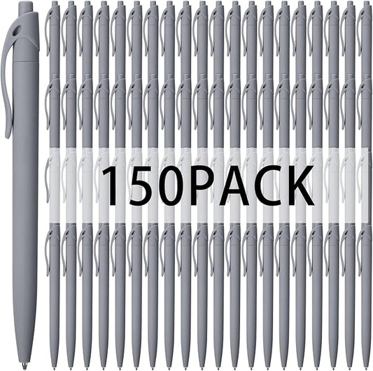 Fulmoon 150 Pcs Ink Click Pens Bulk Gel Writing Retractable Ballpoint Pens 1.0 mm Medium Point No Bleed Bulk for Office Supplies Teacher Stationery(Grey)