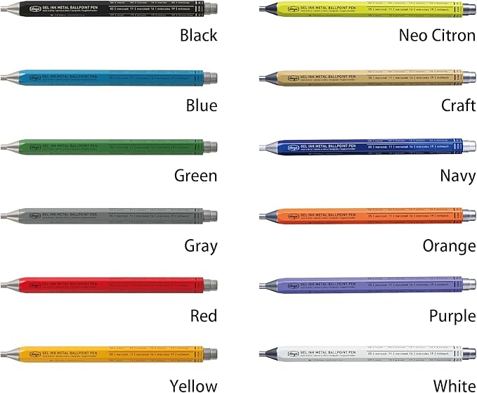 MARK'STYLE days, Gel Ink Metal Ballpoint Pen - 0.5mm Retractable Black Ink, Retro styling Light Weigh Pen, Made in Japan- Perfect for School, Office, and Journaling (Navy)