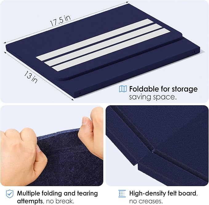 MaxGear Bulletin Board 35" x 17.5", Foldable Felt Board Vision Board Supplies, Cork Board for Office, Home, School, Small Pin Boards for Walls Decorative Picture Framed Display Board Dark Blue