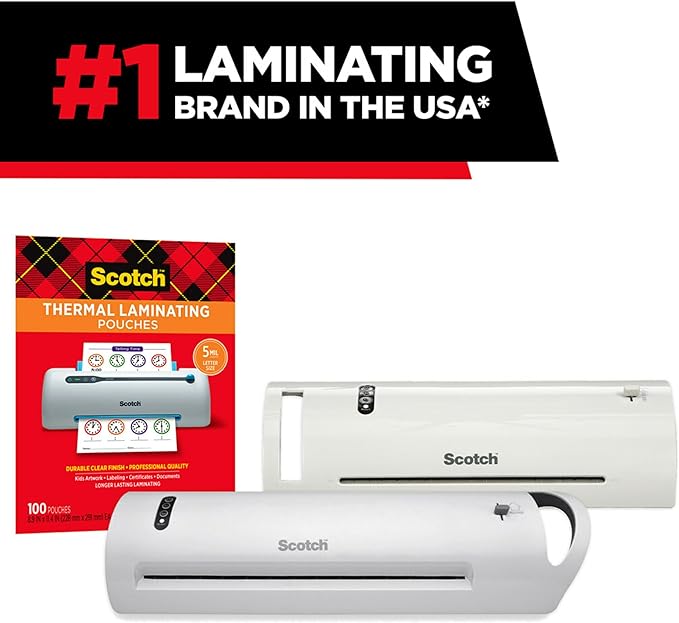 Scotch Thermal Laminating Pouches, for Use with Thermal Laminators, 8.9 x 11.4 Inches, Letter Size Sheets, 100-Pack