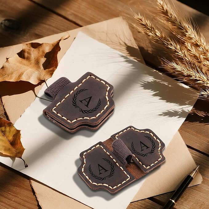 Personalized Magnetic Leather Bookmark with Pen Holder - 26 Letters Custom Book Mark with Name Initial Engraved Book Marker for Readers, Book Lovers, Travelers - Gift for Women & Men(Light Brown，N
