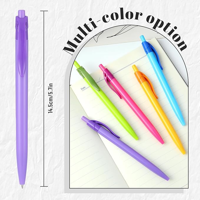 Yuxingrong Retractable Ballpoint Pens 1.0mm, Smooth Writing Black Ink Click Pens, Comfort Grip & Anti-Slip Design, Quick-Dry Oil-Based for Office, School, Journaling, Planner 100Pack