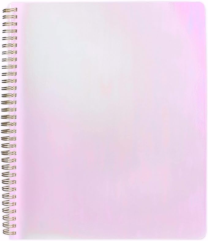 ban.do Metallic Rough Draft Large Spiral Notebook, 11" x 9" with Pockets and 160 College Ruled Pages, Pearlescent