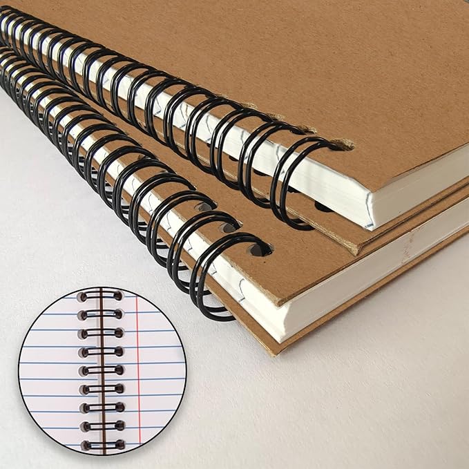 12 Pack Spiral Wide Ruled Journal Notebook, 5.8 x 8.3, 120 Pages (60 Sheets), 100 GSM, A5 Executive Kraft Hardcover Notebooks, Perfect for Work, Office, School, Travel, Business, Note Taking