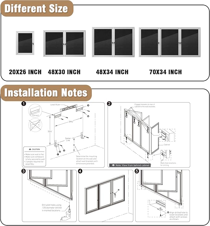 70"x34" Enclosed Bulletin Board, Outdoor Lockable Weather-Resistant Aluminum Cork Noticeboard for School & Office, Silver Frame w/Black Flet