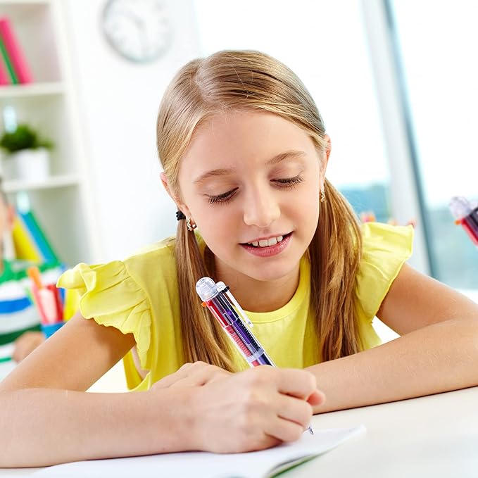 Aodaer 48 Pieces Multicolor Ballpoint Pens 0.5 mm 6 Colors Transparent Barrel Ballpoint Pen 6-in-1 Multicolor Retractable Ballpoint Pens for Office School Supplies Gifts