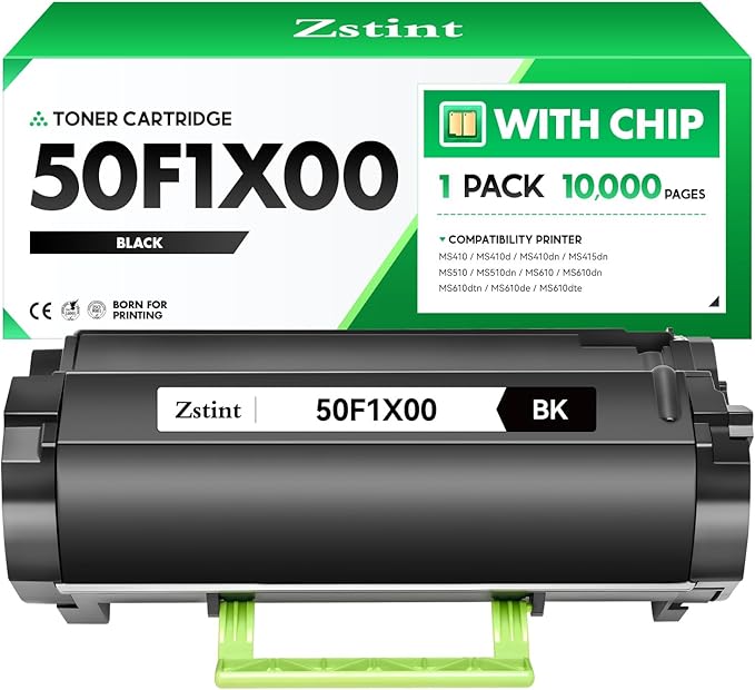 50F1X00 Toner Cartridge Black 1-Pack Extra High Yield With Chip Replacement for Lexmark 50F1X00 501X Toner Cartridge Compatible with MS410 MS510 MS610 MS415 MS610dn MS610dte Printer Ink (10,000 Pages)