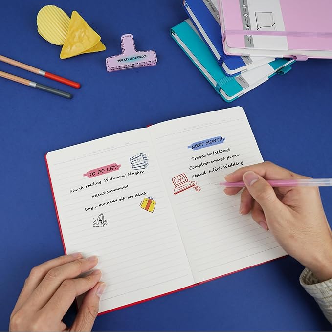 6 Pack Lined Journal Notebooks for Work, Travel, College, A5 Size 100 GSM Thick Paper, Classic Ruled, Hardcover Notepad for Writing 160 Pages, 5.5 x 8.3 inch, 6 Multicolors