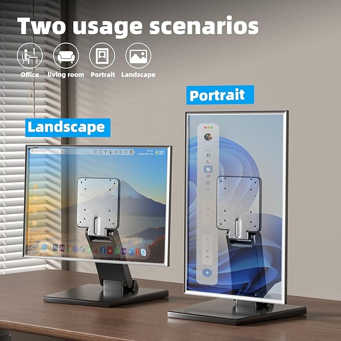 Jakeko Lay Flat Low Profile Monitor Stand - For 14-24" Screens Ergonomic Adjustable Desktop Mount With 100x100mm Compatibility