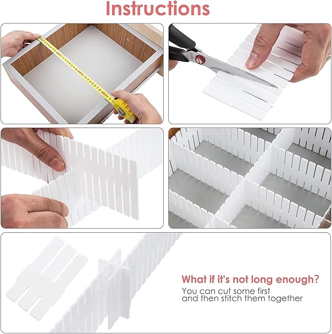 18Pcs Drawer Dividers, Adjustable Drawer Organizer for Socks, Underwear, Makeup, Can Help Tidy Kitchen, Bedroom, Dresser White
