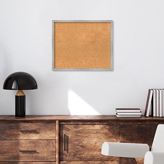 Amanti Art Natural Cork Board for Wall, 19x23 Vision Board with White Frame, Medium Corkboard Office Decor for Home Organization, Cottage Corkboard Pinboard to Display Items for Home Organization in