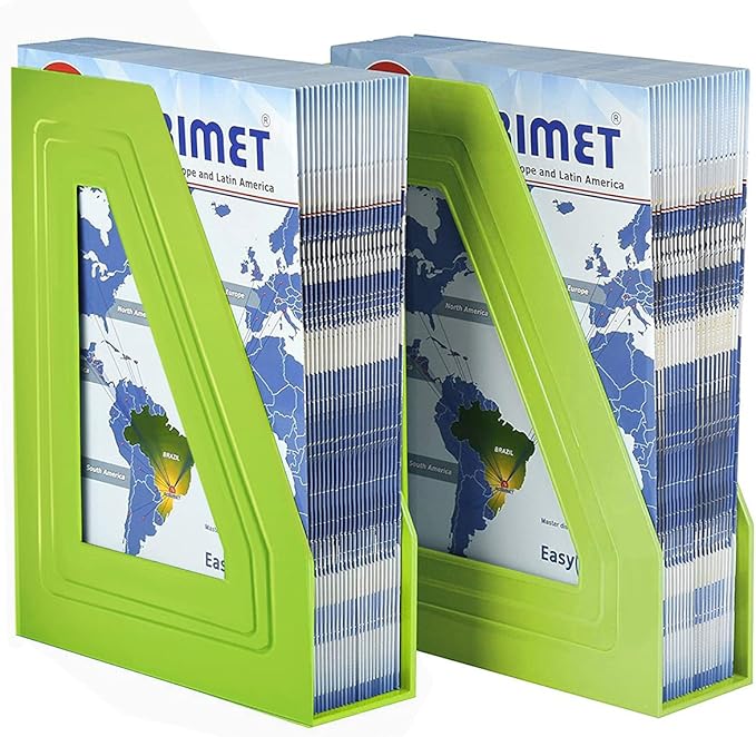 Acrimet Magazine File Holder, Durable Rack, Space-Saving Organizer (Plastic) (Green Citrus Color) (2 Pack)