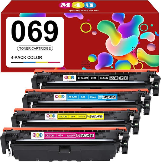 069 Toner Cartridge 4 Pack Compatible with Canon 069 Toner Cartridges, Working for Canon imageCLASS MF753Cdw MF751Cdw LBP674Cdw Printer(Black Cyan Magenta Yellow)