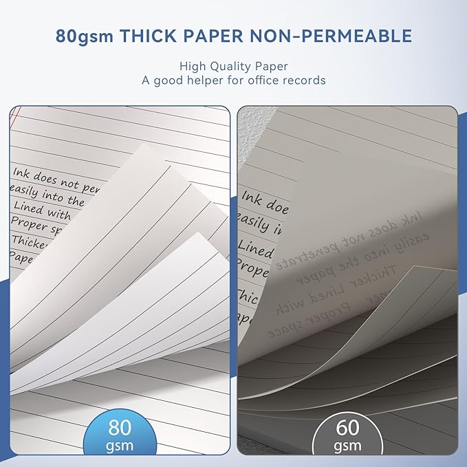 10 Pack of Legal Pad Writing Pads 5" x 8" Notepad 80gsm Recycled Paper Small Legal Pads 25 Lines Note Pads Perforated Legal Pads 30 Sheets Double-Sided Printing Legal Pads for School, College, Office