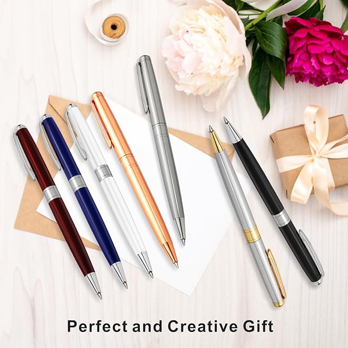Cambond Black Pen Ballpoint Pens - Nice Pens Office Pen for Gift Business Men Police Flight Attendants Retractable Smooth Writing 1.0 mm Medium Point, 3 Pens with 3 Extra Refills (Black)