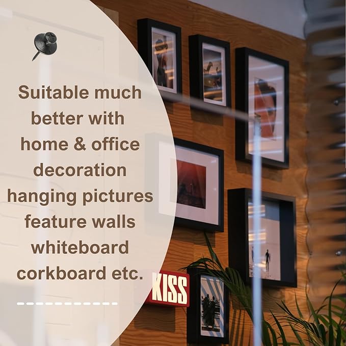 50pcs Gold Thumb Tacks for Picture Hangers - Heavy Duty Push Pins, Double Headed Thumbtacks for Hanging, Metal Wall Tacks, Pins, Nails, Hooks (Gold)