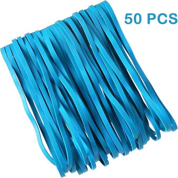 AMUU Rubber Bands 8inch 50 Pack Big Large Rubber Band for Trash Cans Elastic Rubber Bands for Office Supplies File Folders Box Books gifts Notebook Blue