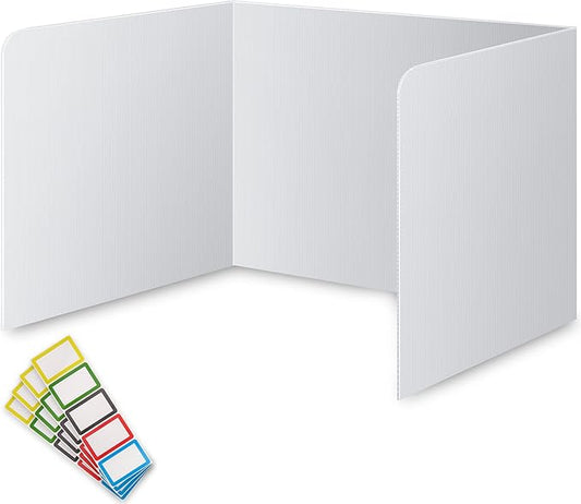 22 Pack Classroom Privacy Shields for Student Desks - Easy to Clean Plastic Sneeze Guard Folder Desk Divider Study Carrel - Classroom Materials for School Teachers - Includes Extra Labels