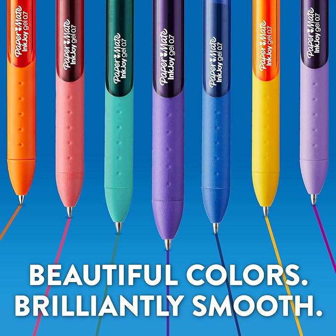 Paper Mate InkJoy Gel Pens, Green Ink, Medium Point (0.7mm), 10 Count, Bundle with Plastic Reusable Pouch