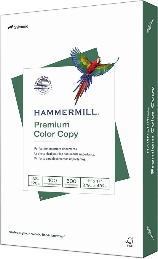 Hammermill Printer Paper, Premium Color 32 lb Copy Paper, 11 x 17 - 1 Ream (500 Sheets) - 100 Bright, Made in the USA, 102660R