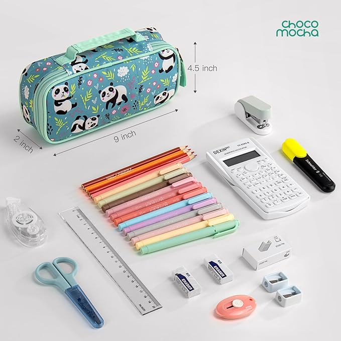 Choco Mocha Cheetah Pencil Case for Girls, Soft Pencil Case Kids Pencils Pouch for Kindergarten Girls, Green