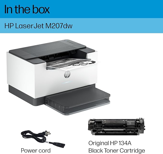 HP Laserjet M207dw Laser Wireless Printer, Black and White, Duplex, Best for Office