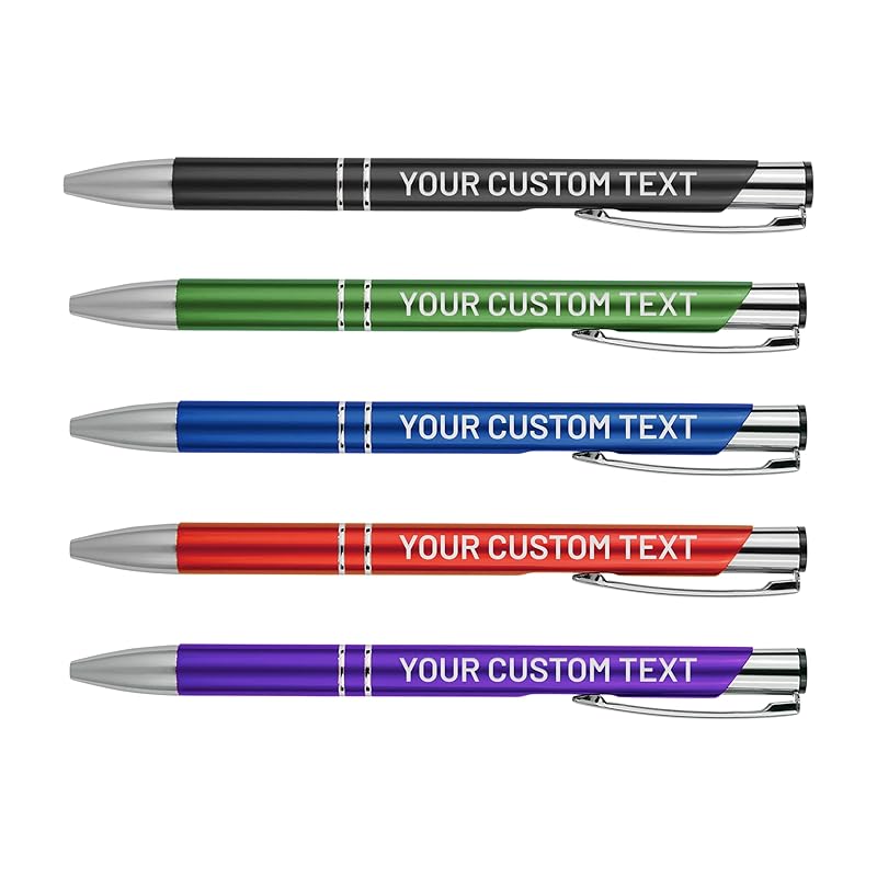 Bulk Personalized Pens Custom Engraved Ballpoint Pens (6 Pens, Black)