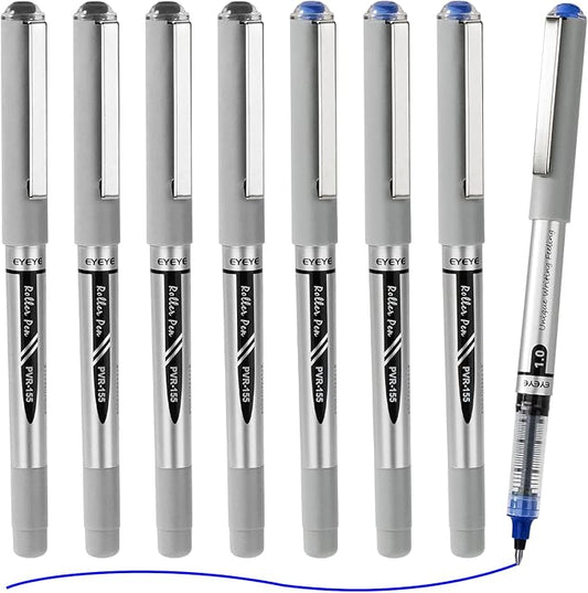 EYEYE Rollerball Pens Bold Point, 4 Black 4 Blue 1.0mm Liquid Ink Roller Ball Pen Quick Dry, Ink Pen Fine Point Smooth Writing Pens for Journaling, Note Taking, Office, School Supplies