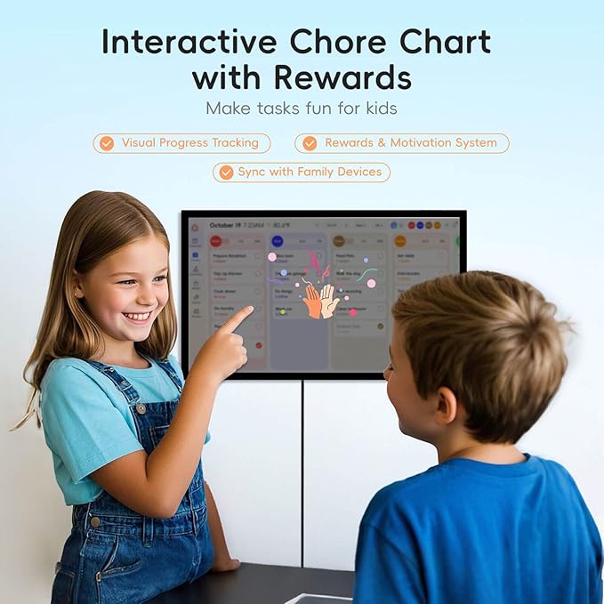 15.6" Digital Calendar Chore Chart, Ultra-HD Interactive Touchscreen, No Subscription Required, Electronic Smart Family Planner & Organizer, Wall Mount Included, Ensuring Seamless Scheduling