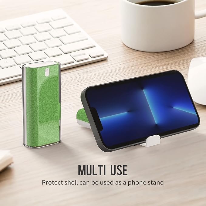 CLICK CLEAN Touchscreen Mist Cleaner, Screen Cleaner, All in One Screen Cleaner Spray with Microfiber and Phone Stand for All Phones, Laptop and Tablet Screens (Green)