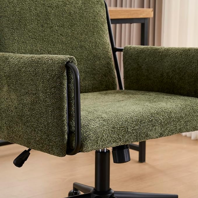 Kidol & Shellder Office Desk Chair Set of 4 with Arm, Swivel Adjustable Height with Wheels Comfortable Wide Seat for Home Office, Bedroom, Makeup Room, Green