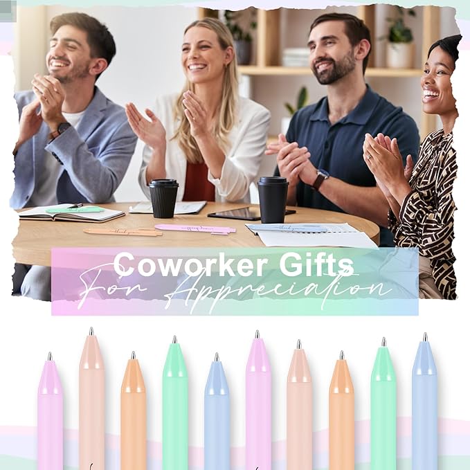 30pcs Thank You Pens Bulk Cute Multicolor Ballpoint Pen for Men Women Server Accessories Employee Holiday Appreciation Gifts for Teacher Office Back to School Party Favor (Macarons)