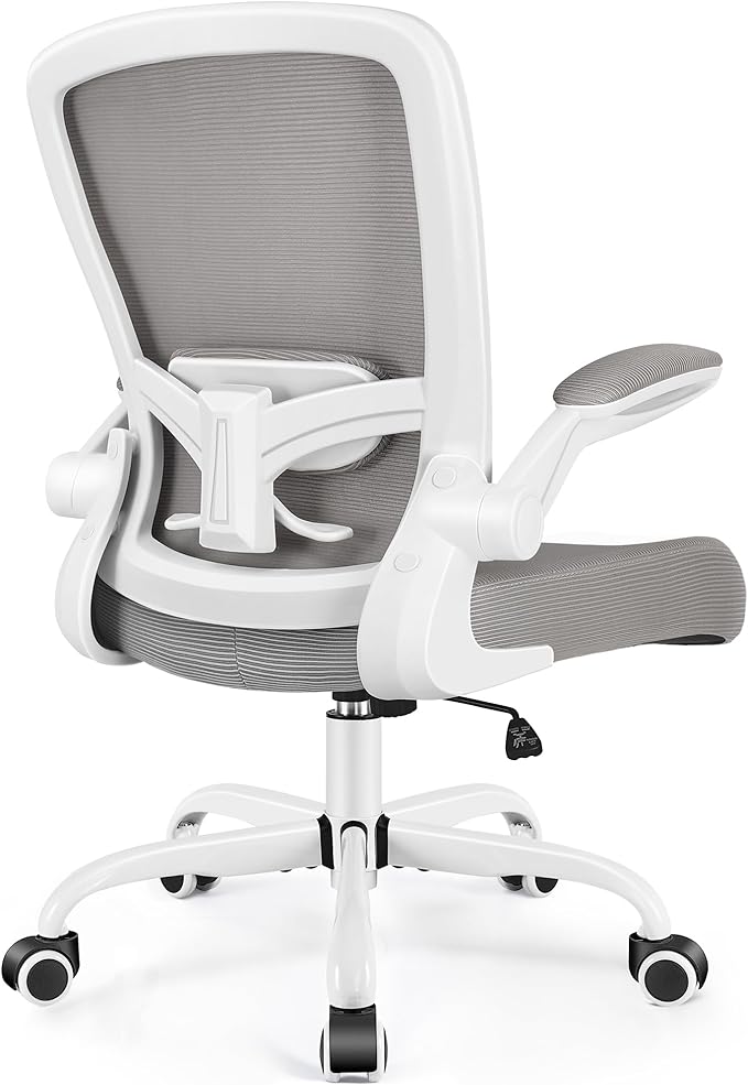 FelixKing Office Chair, Ergonomic Desk Chair Breathable Mesh Chairs with Adjustable High Back Lumbar Support Flip-up Armrests, Executive Swivel Comfy Task Computer Chairs for Home Office Gray