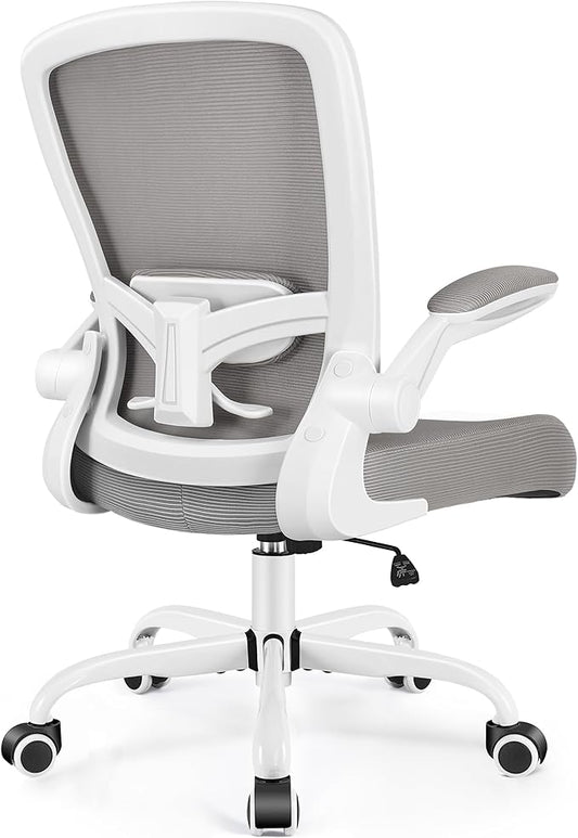 FelixKing Office Chair, Ergonomic Desk Chair Breathable Mesh Chairs with Adjustable High Back Lumbar Support Flip-up Armrests, Executive Swivel Comfy Task Computer Chairs for Home Office Gray