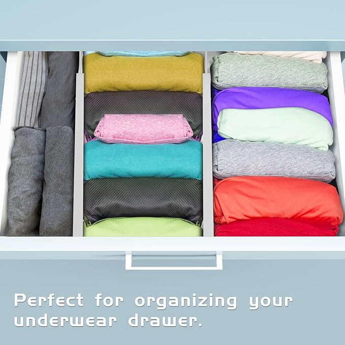 4 Pack Bamboo Drawer Dividers, Adjustable Length from 12 Inch to 17 Inch, Expandable Kitchen Drawer Organizer, Drawer Organization Separators for Clothes, Kitchen, Bedroom, Dresser, Office (White)