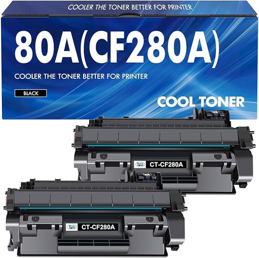 Cool Toner Compatible Toner Cartridge Replacement for HP 80A CF280A 80X CF280X for HP Laserjet Pro 400 M401n M401dn MFP M425dn M401dne M401dw M425dw M401 M425 Printer Toner Ink(Black, 2-Pack)