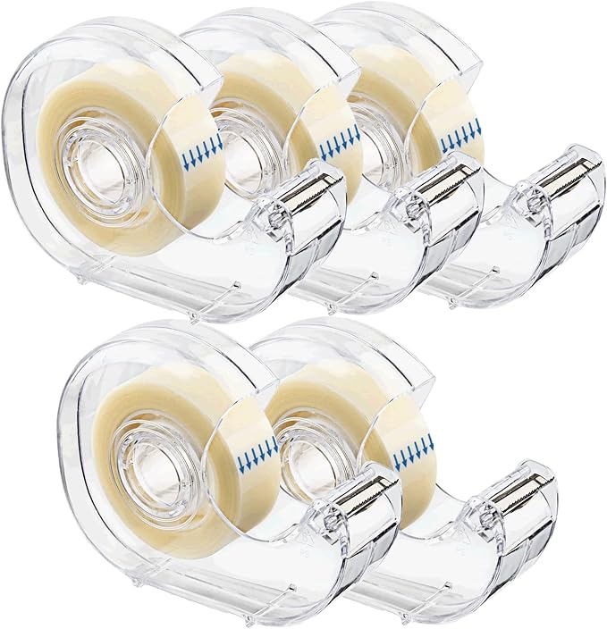 KIDMEN Invisible Tape,Writeable Tape，Repairable Tape for Office, Home, School，5 Dispensered Rolls, 0.7 x 1000 Inch