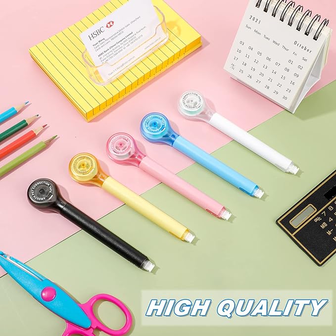 10 Pack Correction Tape Pen Correctional Ink Tape Push Pull Protective, Easy to Use Applicator for School Office Supplies, 0.2 x 236 Inch(Bright Color)