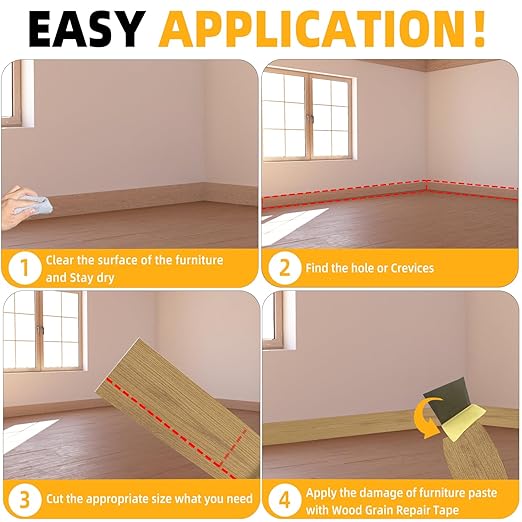 GSCIT Club Oak Wood Tape, 2.4 inch X 15ft Self Adhesive Wood Grain Tape Repair Patch for Tables, Chairs, Baseboards, Doors, Windows, Floors, Handicraft DIY.