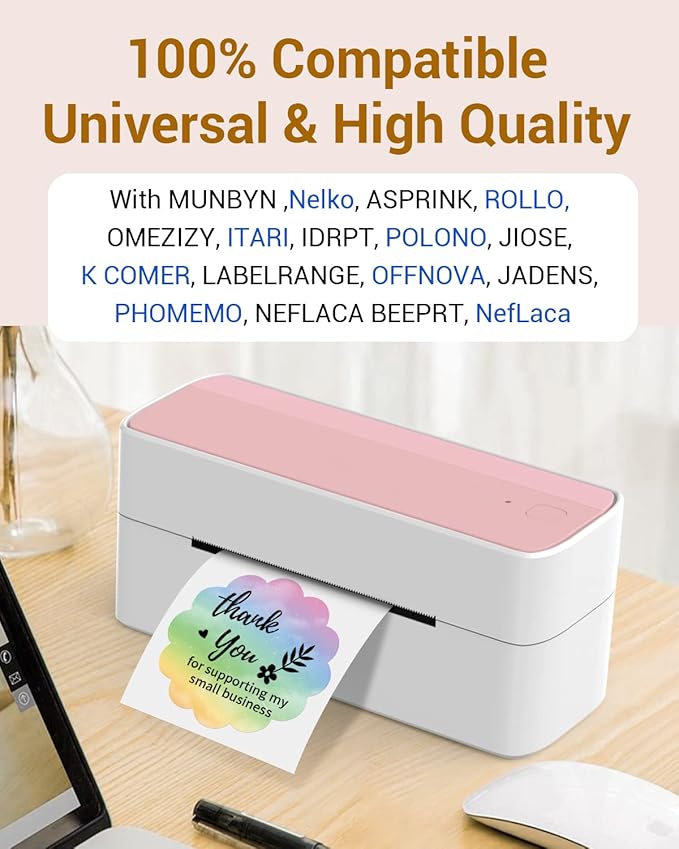 Phomemo Rainbow 2" Color Thermal Labels Roll for 4X6 Thermal Printer for Small Business Supplies, Commercial Grade Thermal Labels for Custom Stickers Personalized & Business Logo, 500pcs / Roll