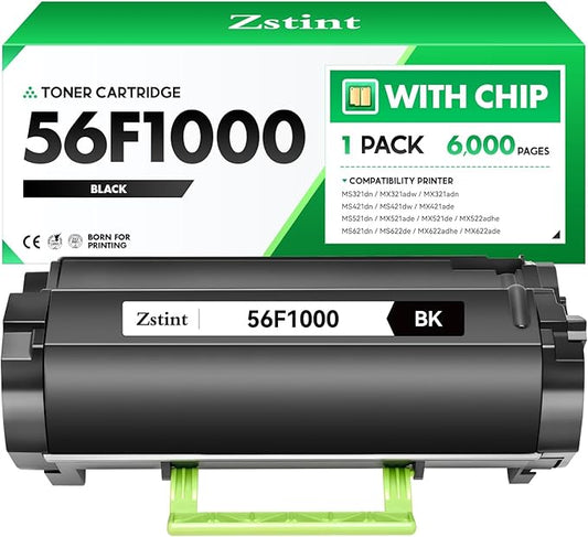 56F1000 Toner Cartridge with chip Black 1-Pack Replacement for Lexmark 56F1000 56F1H00 56F000G Toner Compatible with Lexmark MS321 MS421 MS521 MS621 MS622 MX321 MX421 MX521 MX522 MX622 Laser Printer