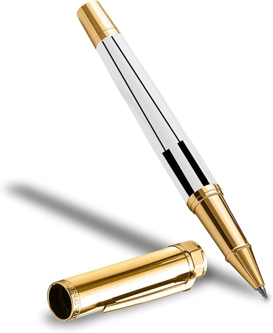 Luxury Rollerball Pen Set - Smooth Writing, Elegant Design, Quick-Drying, Refillable Liquid Ink, 2 Refills (Black, Blue), Ideal for Professionals, Students