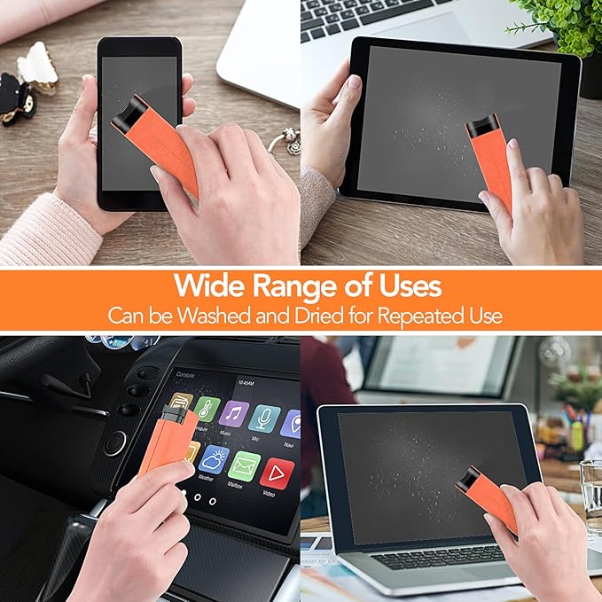 2 Pcs Fingerprint Proof Screen Cleaner Safe for All Phones Glasses Tablet Laptop TV Watch Screens (Rouge Hermes)