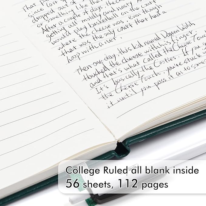 feela 15 Pack Pocket Small Notebooks Bulk, Mini Cute Notepads Hardcover College Ruled Lined Journals with Pen Holder for School Business Memos, with 15 Black Pens, 3.5”x 5.5”, A6, Dark Green