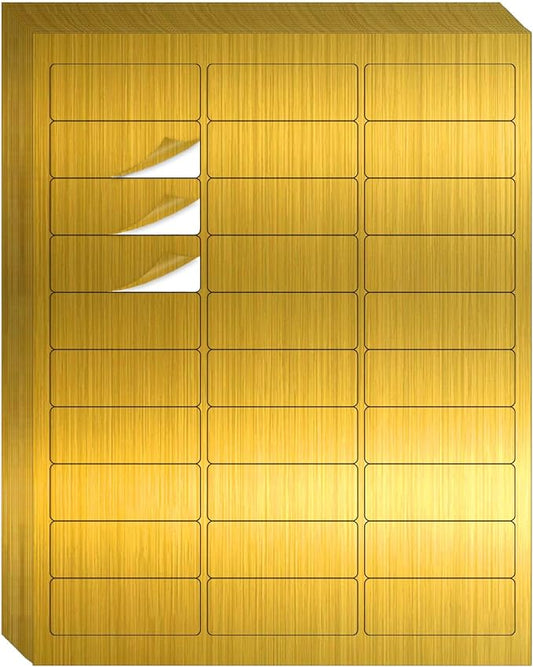 1" x 2-5/8" Address Labels- Gold Shipping Labels Stickers/Mailing Labe Stickers for Laser/Inkjet Printer, Matte- Permanent Adhesive Sticker